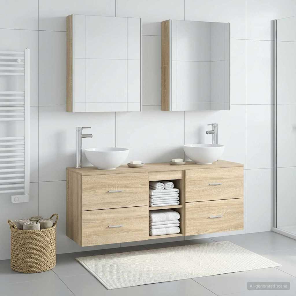 Set di Armadi da Bagno 5 pz Rovere Sonoma Legno ingegnerizzato | homemem39
