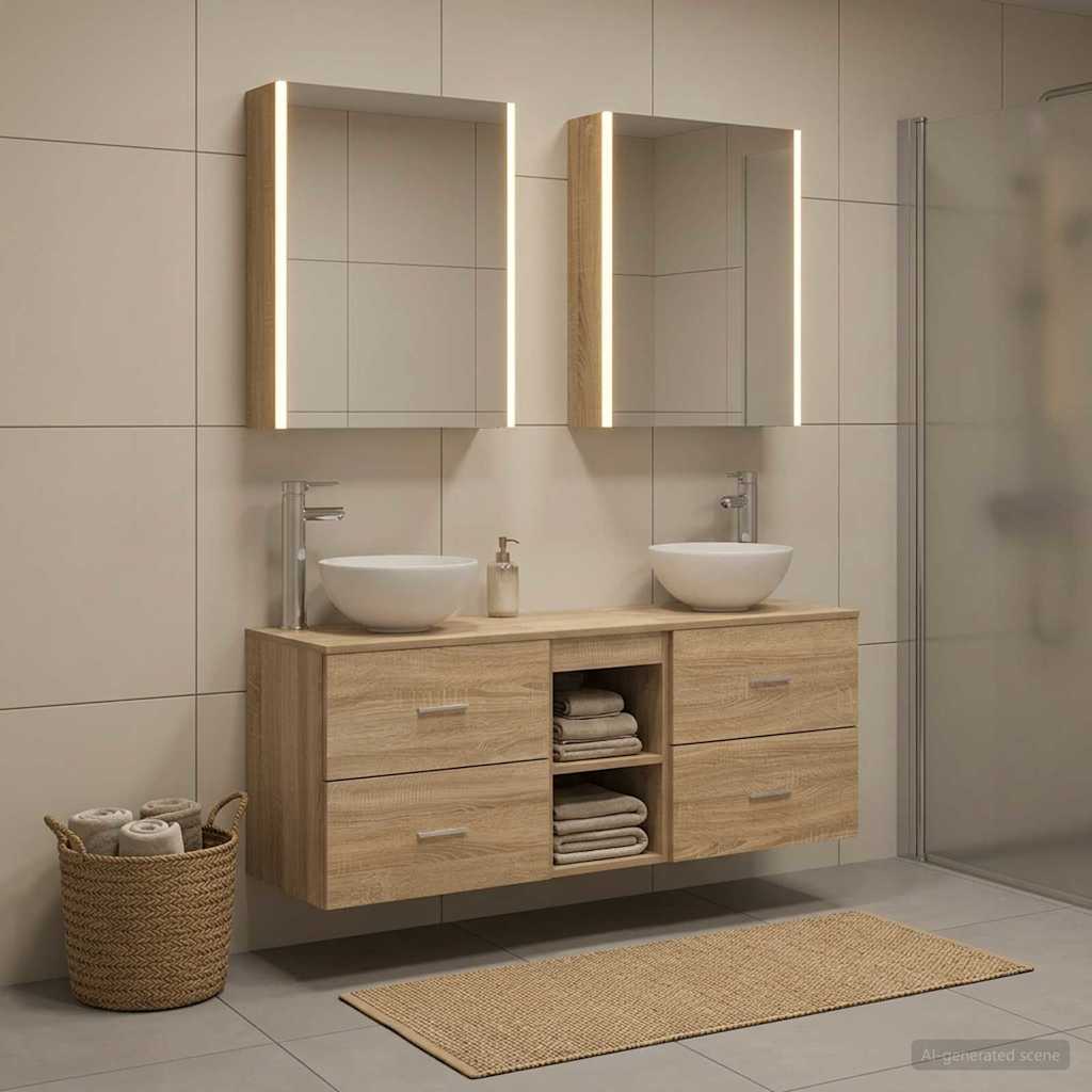 Set di Armadi da Bagno 5 pz Rovere Sonoma Legno ingegnerizzato | homemem39