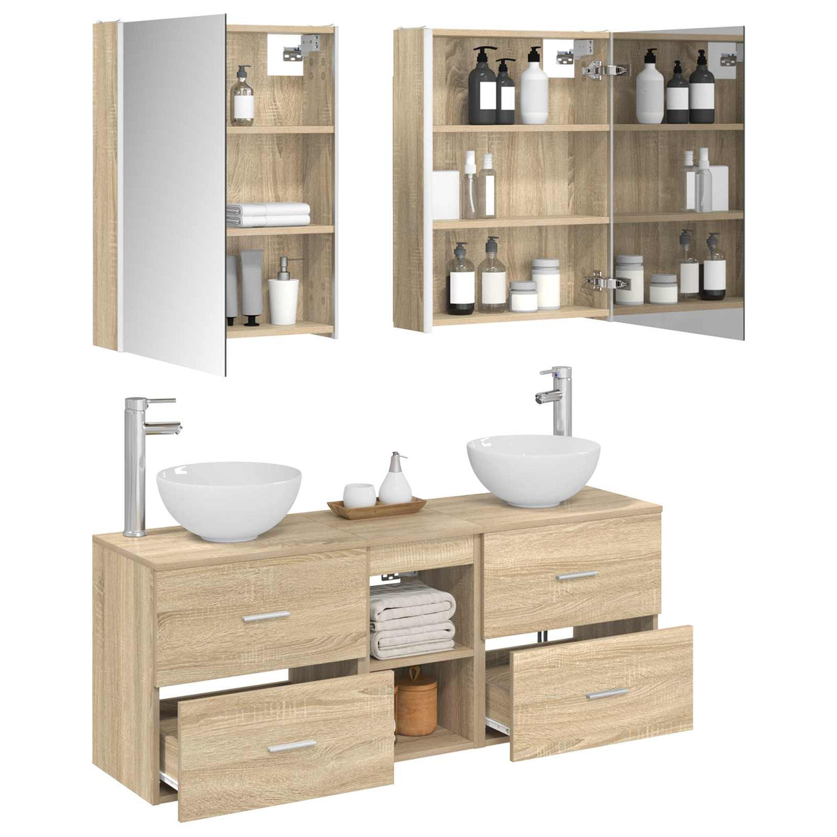Set di Armadi da Bagno 5 pz Rovere Sonoma Legno ingegnerizzato | homemem39