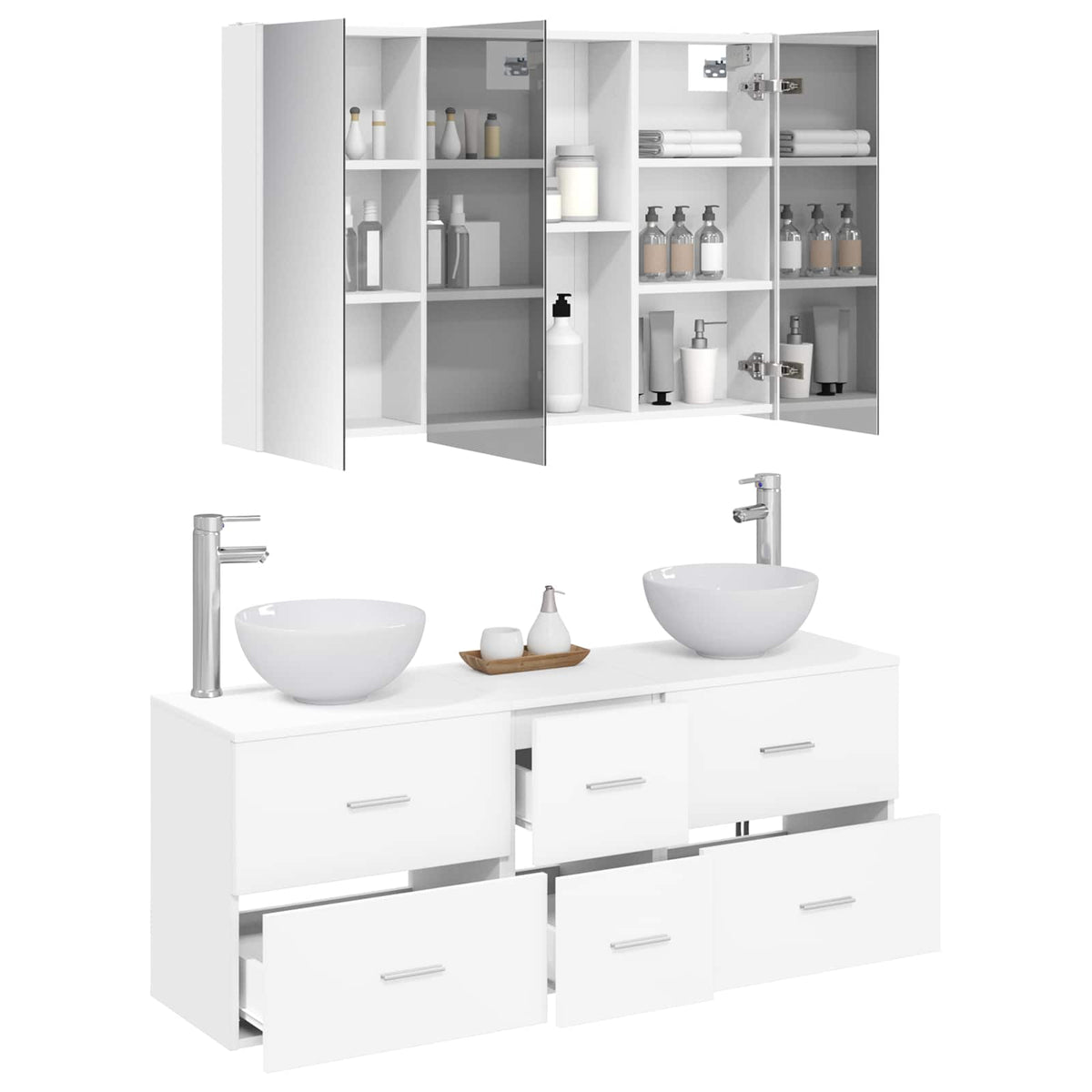 Set di mobili per il bagno 4 pz Bianco | homemem39