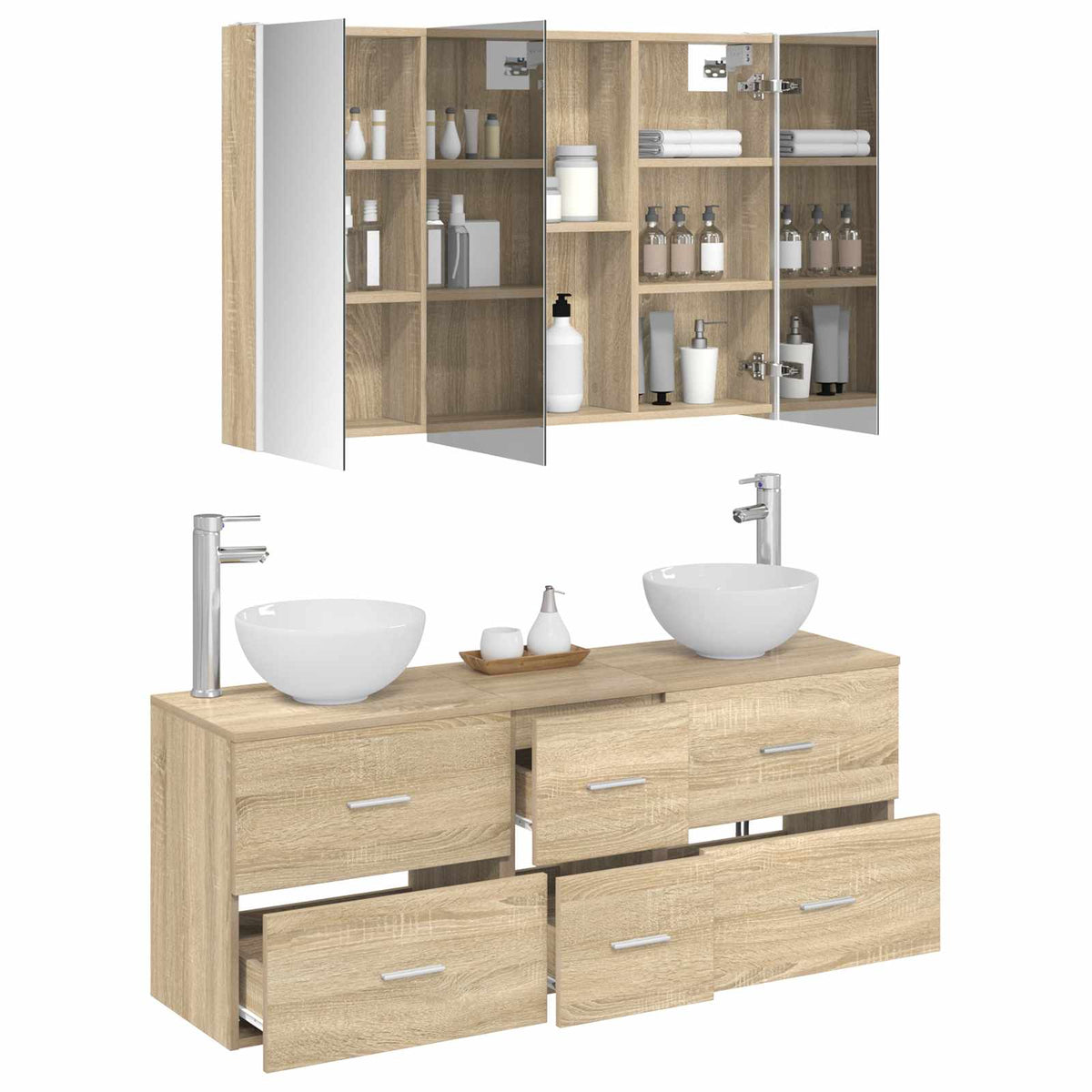 Set di mobili per il bagno 4 pz Rovere Sonoma | homemem39