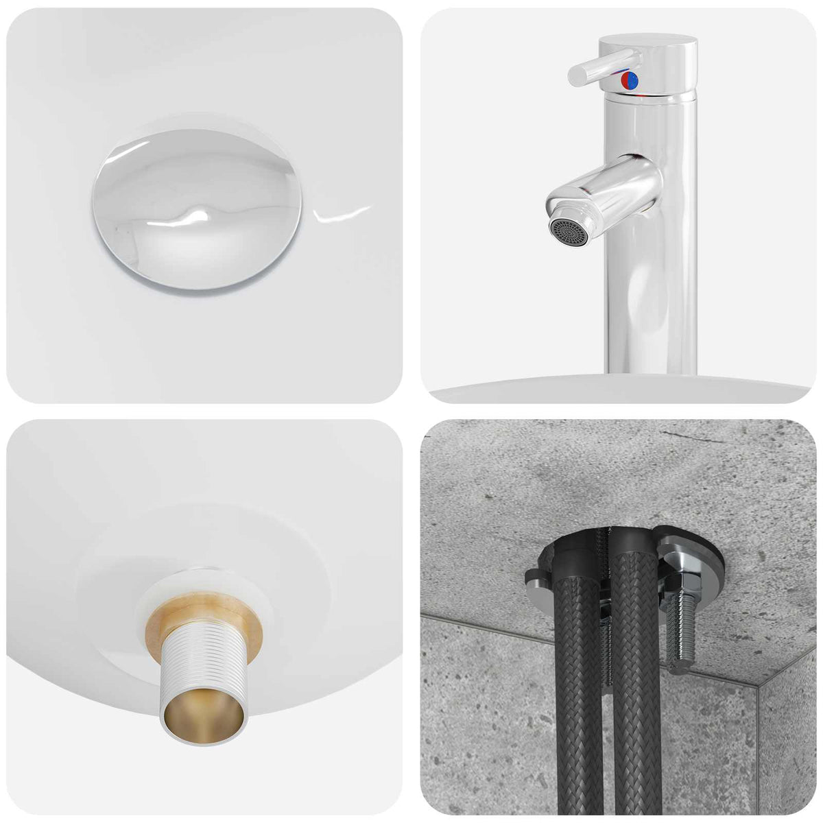 Set di mobili per il bagno 4 pz Grigio Cemento | homemem39