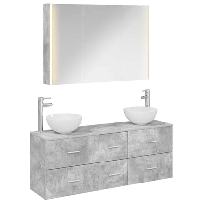 Set di mobili per il bagno 4 pz Grigio Cemento | homemem39
