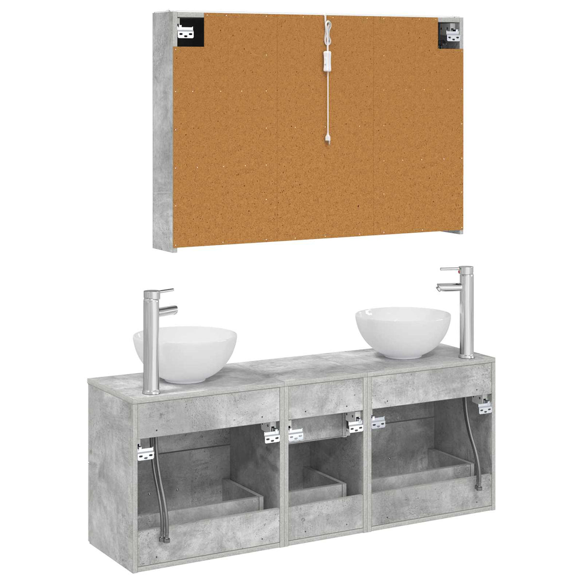 Set di mobili per il bagno 4 pz Grigio Cemento | homemem39