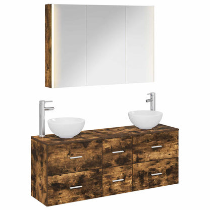 Set di mobili per il bagno 4 pz Rovere Fumo | homemem39