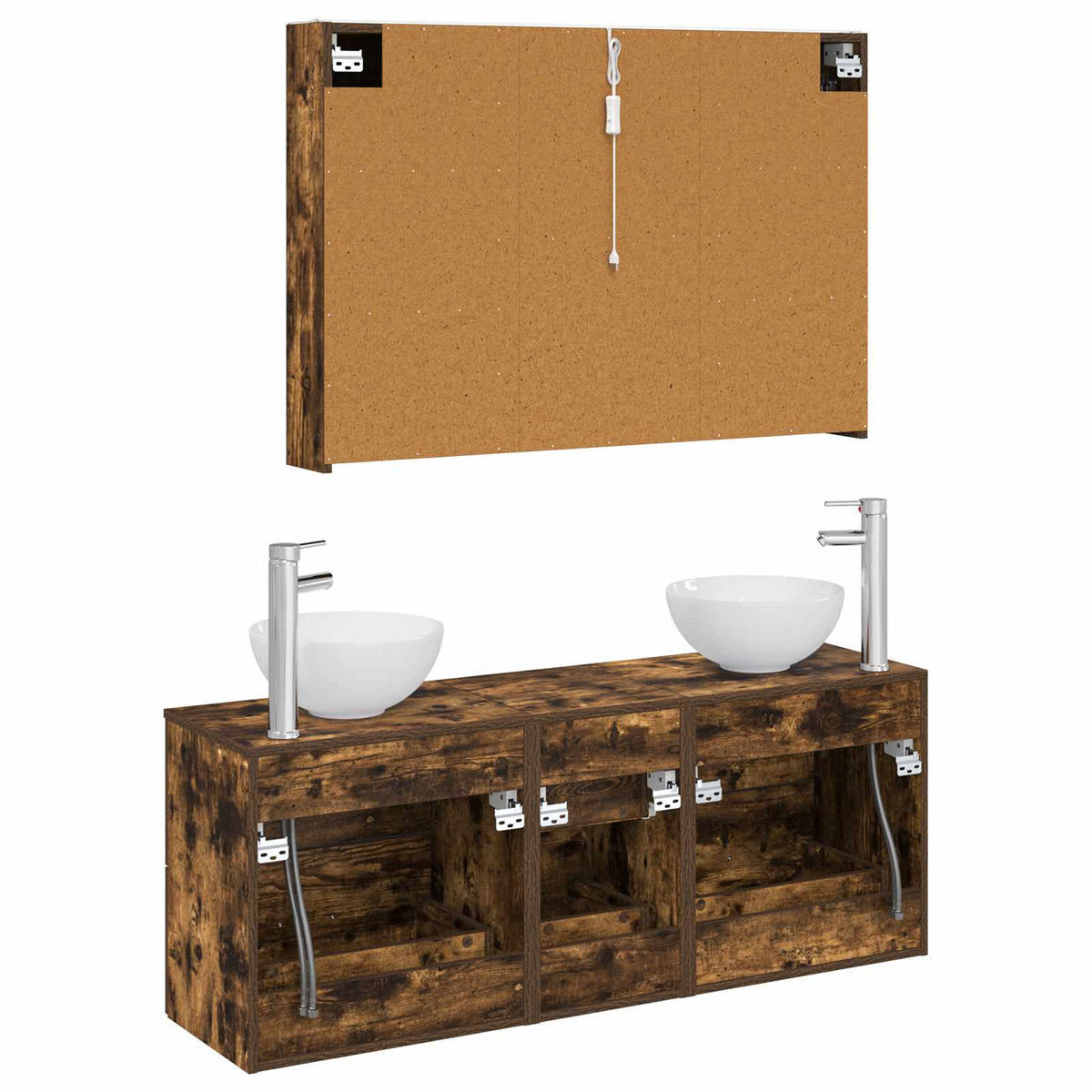 Set di mobili per il bagno 4 pz Rovere Fumo | homemem39