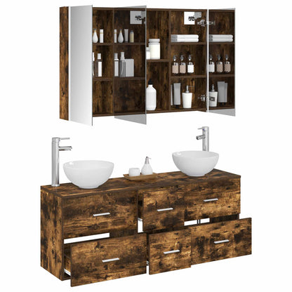 Set di mobili per il bagno 4 pz Rovere Fumo | homemem39
