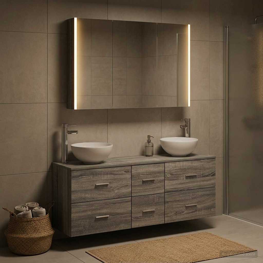 Set di mobili per il bagno 4 pz Sonoma grigio | homemem39