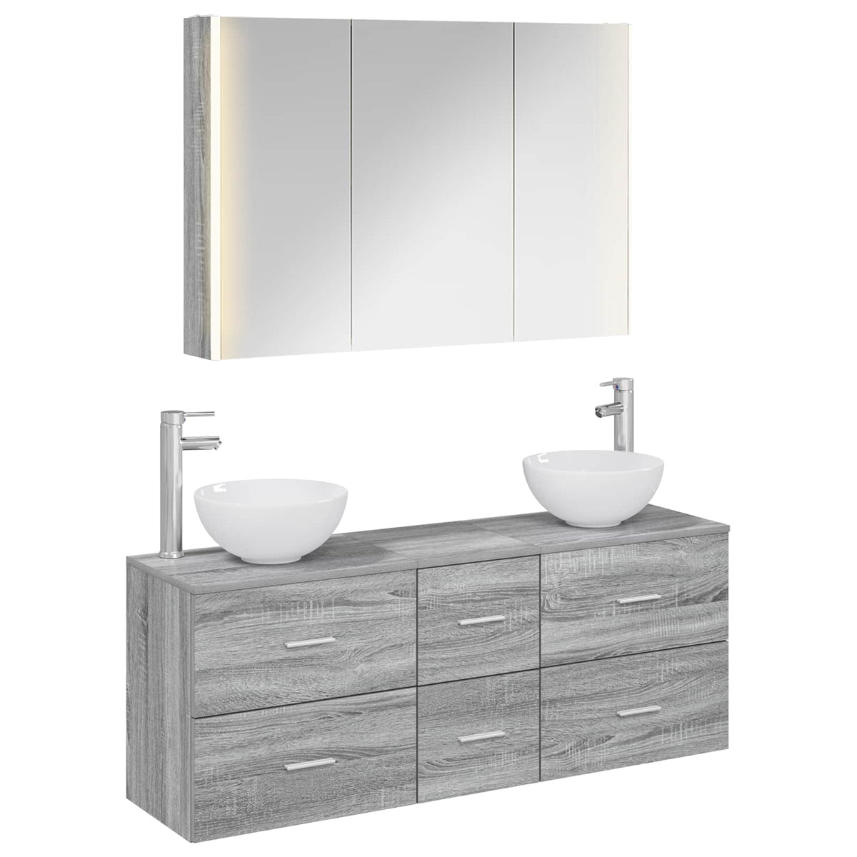 Set di mobili per il bagno 4 pz Sonoma grigio | homemem39