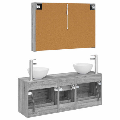 Set di mobili per il bagno 4 pz Sonoma grigio | homemem39