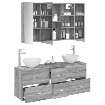 Set di mobili per il bagno 4 pz Sonoma grigio | homemem39