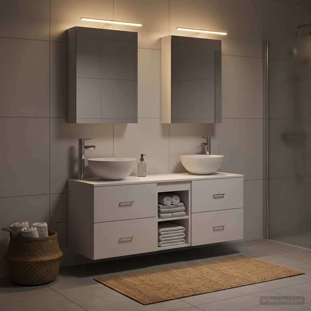Set di mobili per il bagno 5 pz Bianco | homemem39