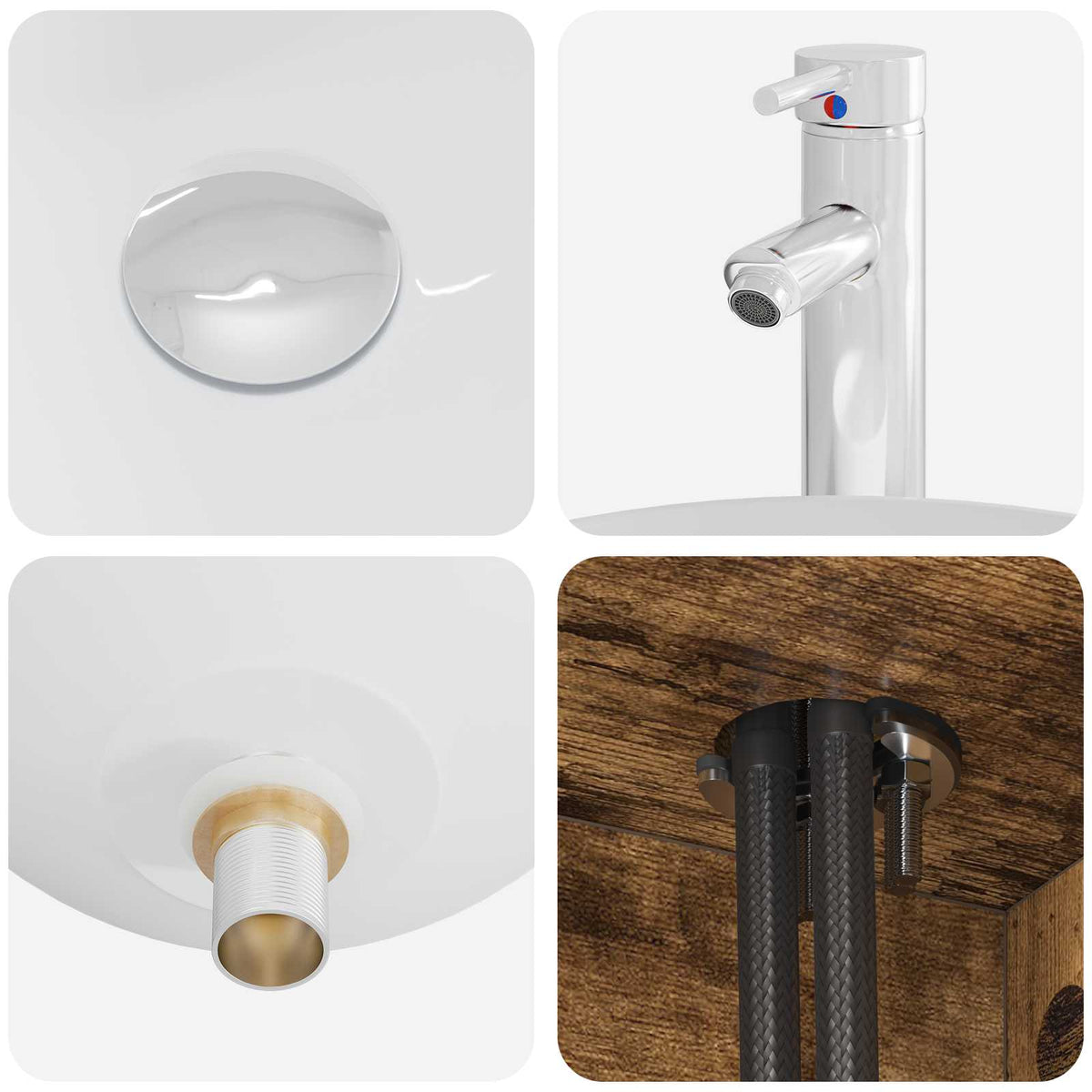 Set di mobili per il bagno 5 pz Rovere Fumo | homemem39