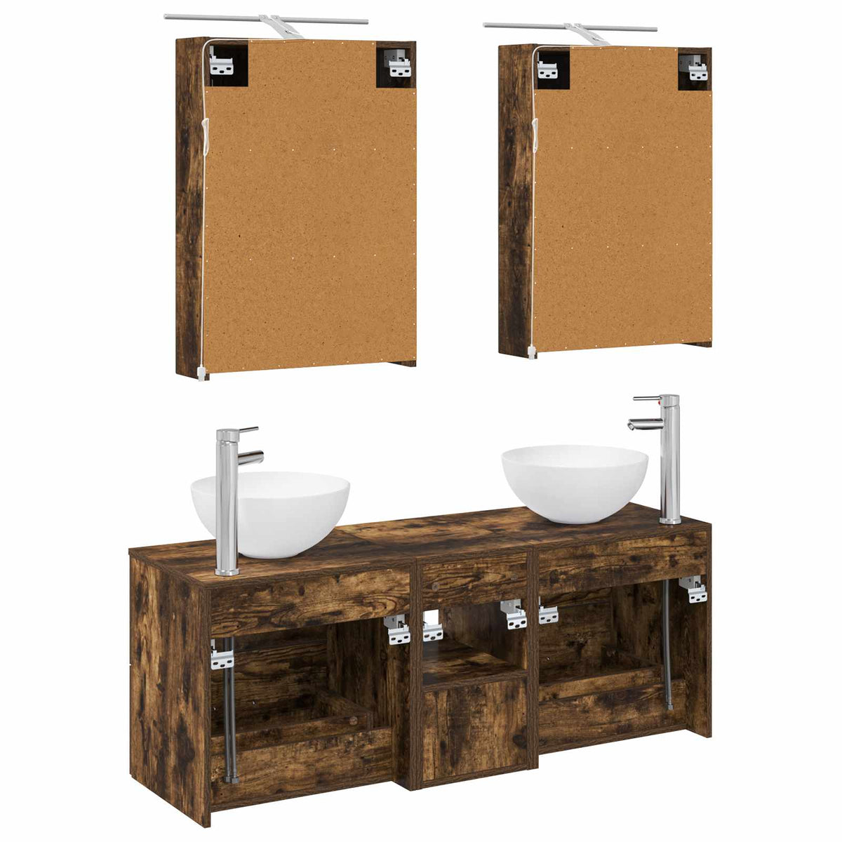 Set di mobili per il bagno 5 pz Rovere Fumo | homemem39