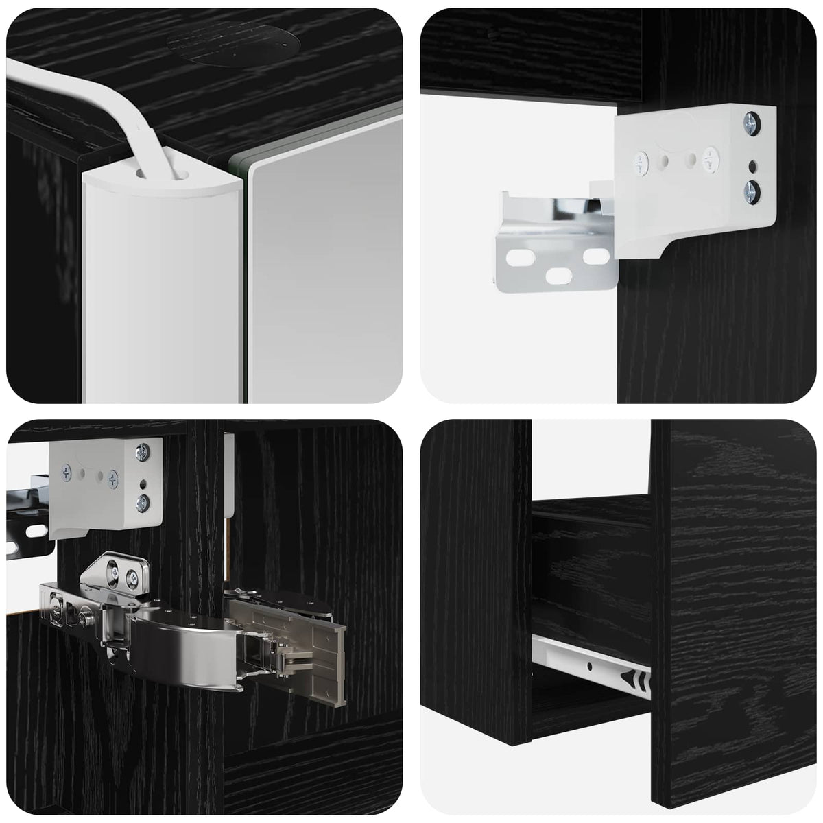 Set di mobili per il bagno 5 pz Rovere Nero | homemem39