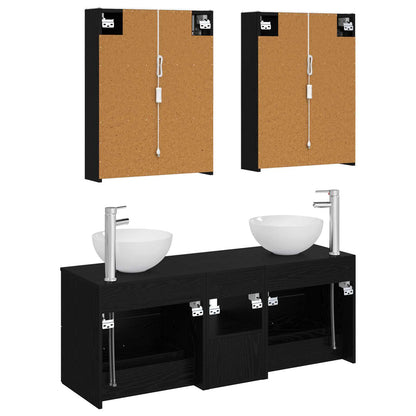 Set di mobili per il bagno 5 pz Rovere Nero | homemem39