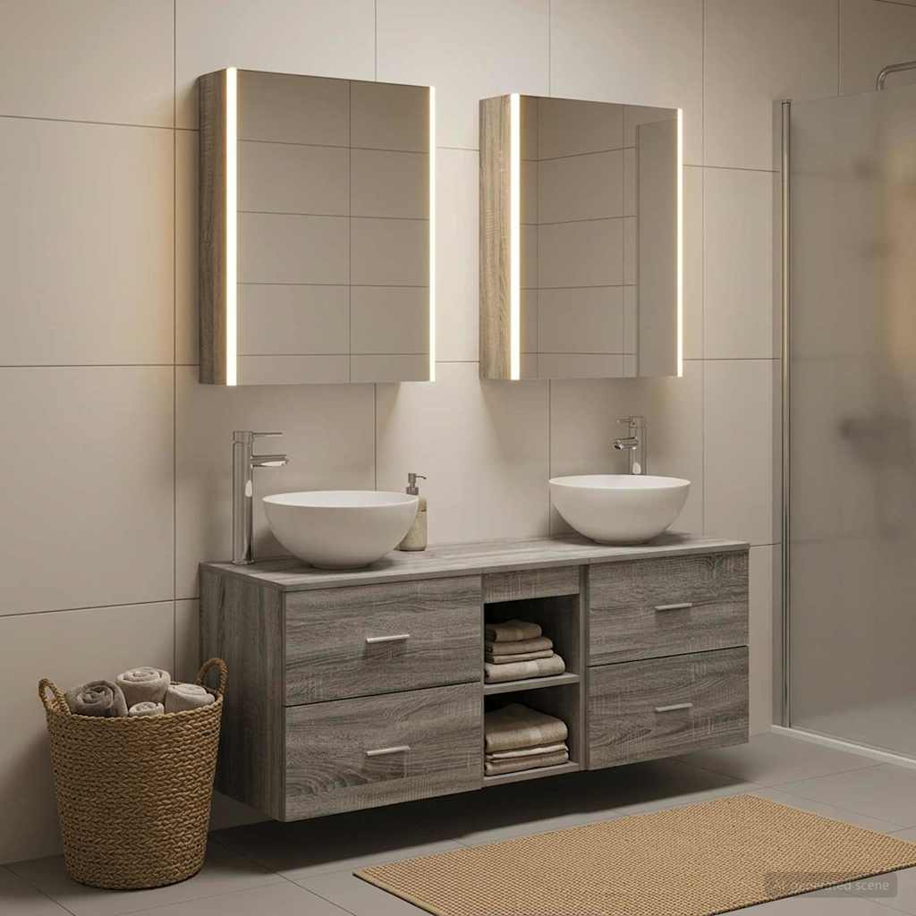 Set di mobili per il bagno 5 pz Sonoma grigio | homemem39
