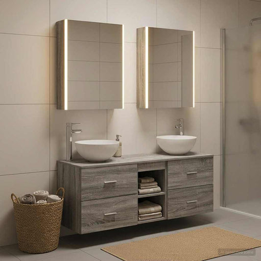Set di mobili per il bagno 5 pz Sonoma grigio | homemem39