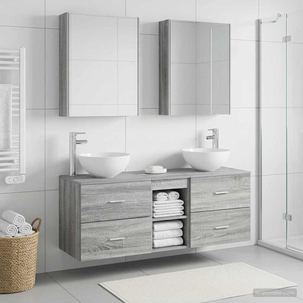 Set di mobili per il bagno 5 pz Sonoma grigio | homemem39