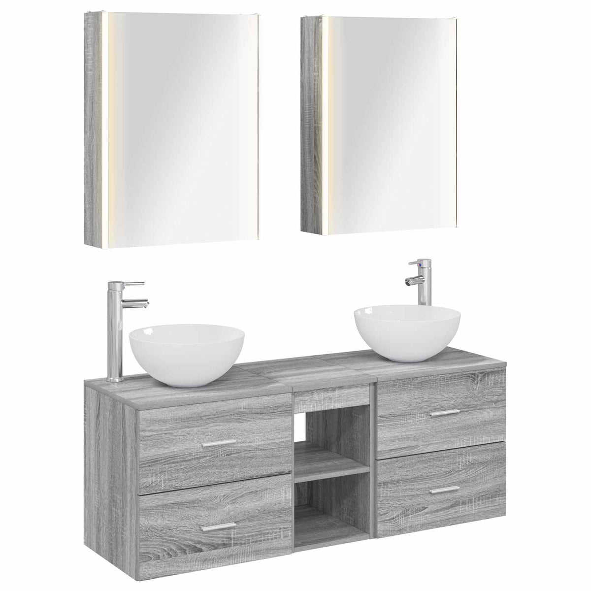 Set di mobili per il bagno 5 pz Sonoma grigio | homemem39