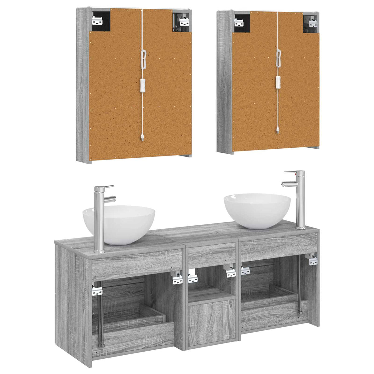 Set di mobili per il bagno 5 pz Sonoma grigio | homemem39