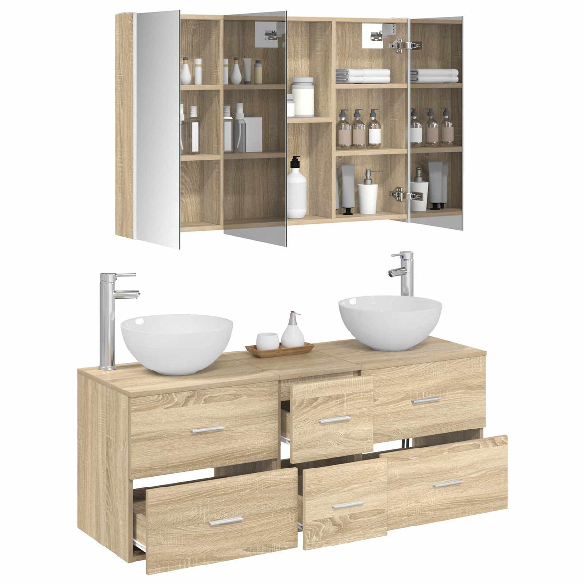 Set di mobili per il bagno 4 pz Rovere Sonoma | homemem39