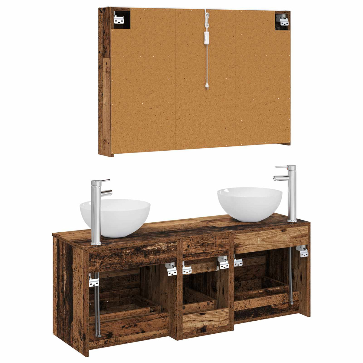 Set di mobili per il bagno 4 pz Legno antico | homemem39