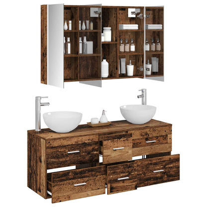 Set di mobili per il bagno 4 pz Legno antico | homemem39