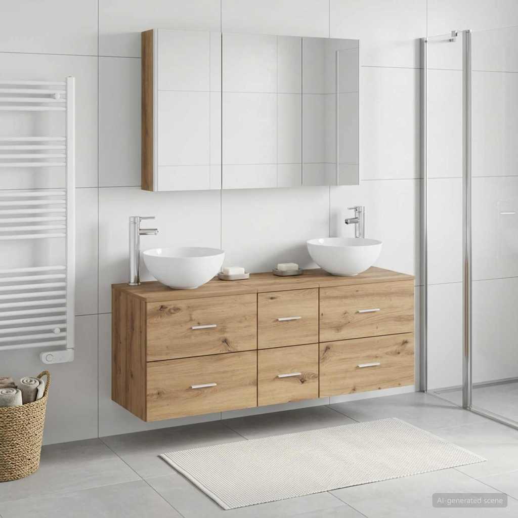 Set di mobili per il bagno 4 pz Rovere Artigianale | homemem39