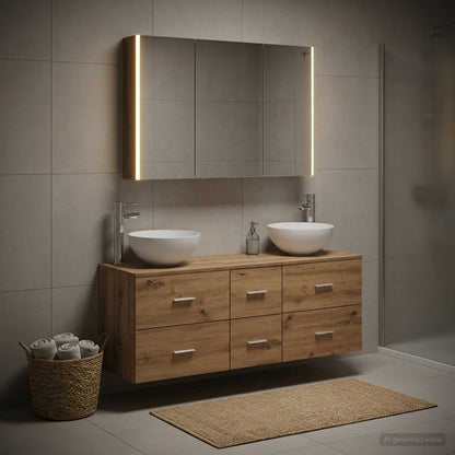 Set di mobili per il bagno 4 pz Rovere Artigianale | homemem39