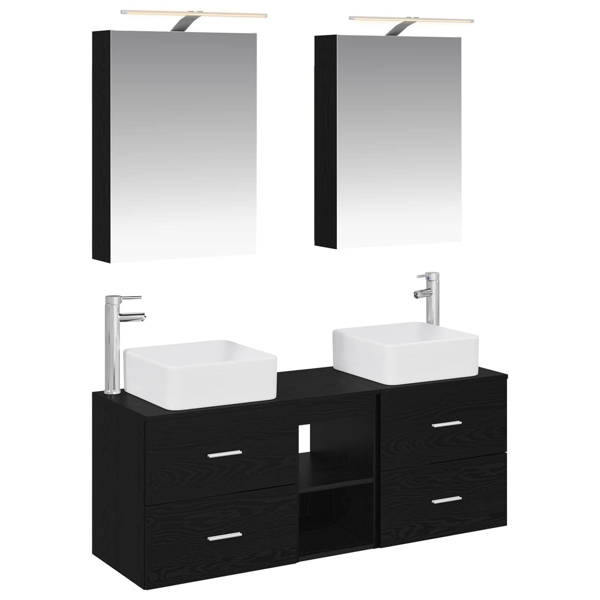 Set di mobili per il bagno 5 pz Rovere Nero | homemem39