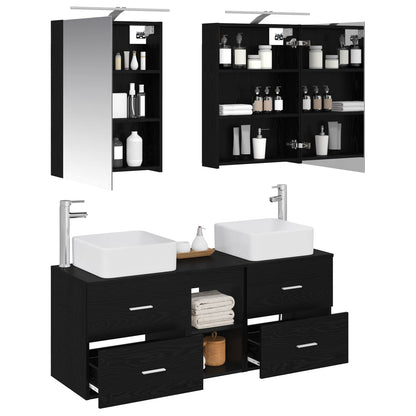 Set di mobili per il bagno 5 pz Rovere Nero | homemem39