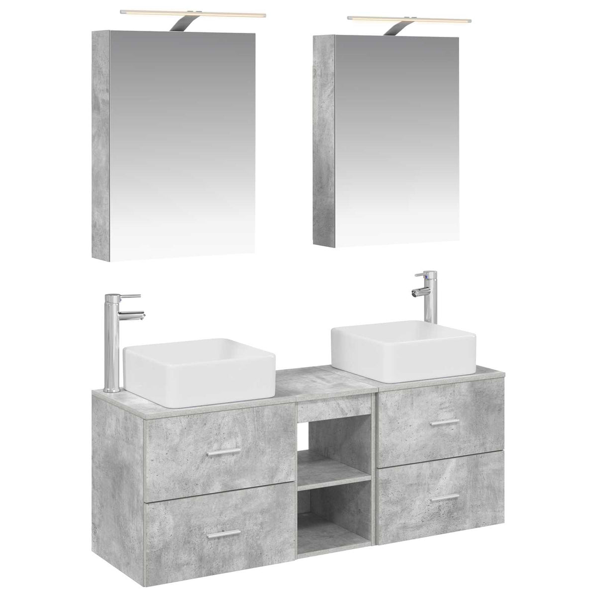 Set di mobili per il bagno 5 pz Grigio Cemento | homemem39