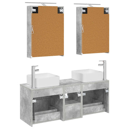 Set di mobili per il bagno 5 pz Grigio Cemento | homemem39