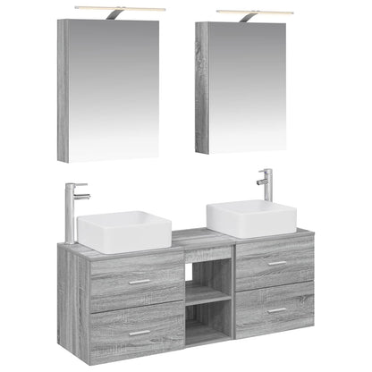 Set di mobili per il bagno 5 pz Sonoma grigio