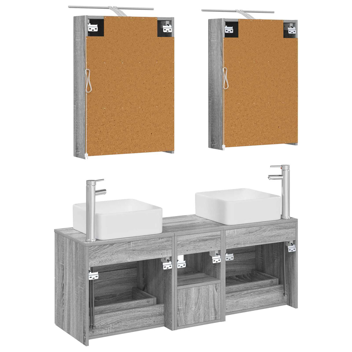 Set di mobili per il bagno 5 pz Sonoma grigio