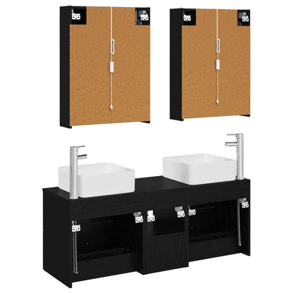 Set di mobili per il bagno 5 pz Rovere Nero | homemem39