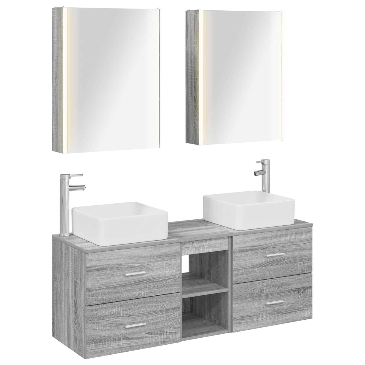 Set di mobili per il bagno 5 pz Sonoma grigio | homemem39