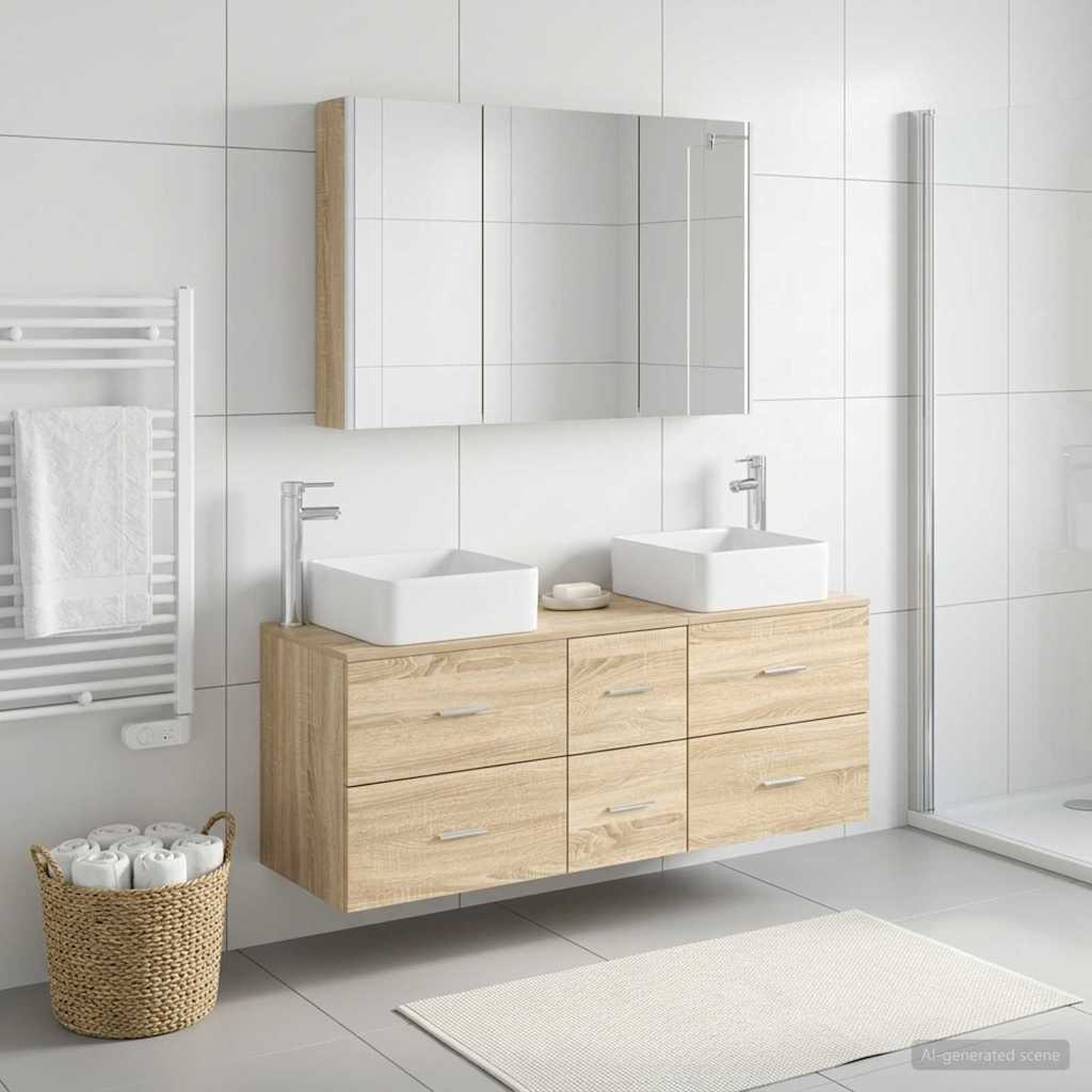 Set di mobili per il bagno 4 pz Rovere Sonoma | homemem39