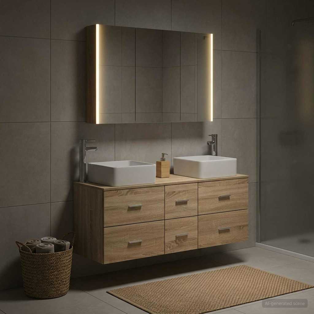 Set di mobili per il bagno 4 pz Rovere Sonoma | homemem39