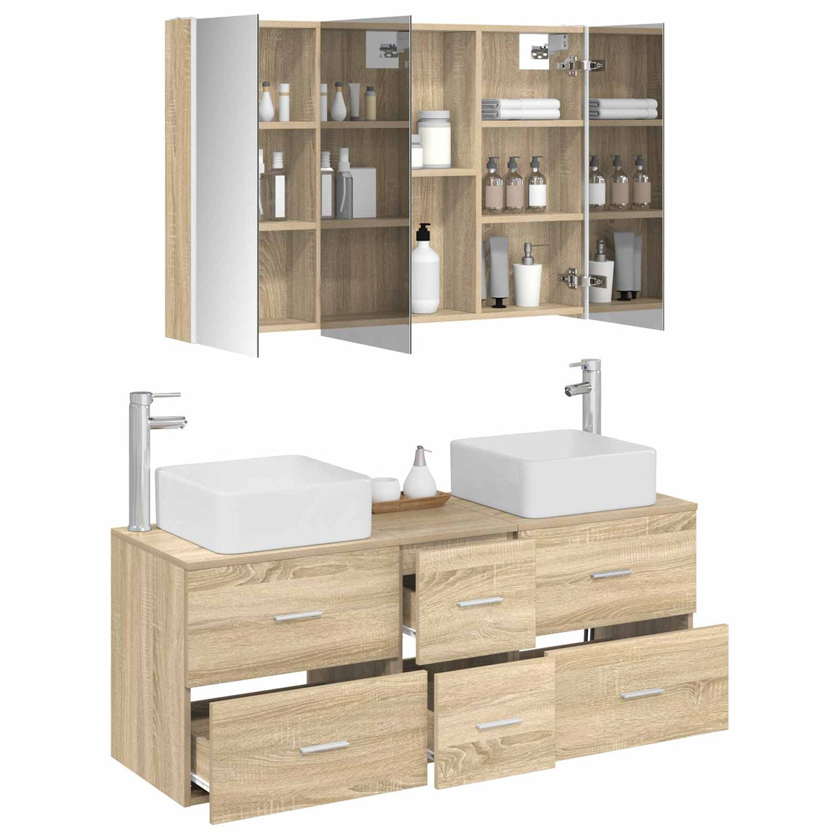 Set di mobili per il bagno 4 pz Rovere Sonoma | homemem39
