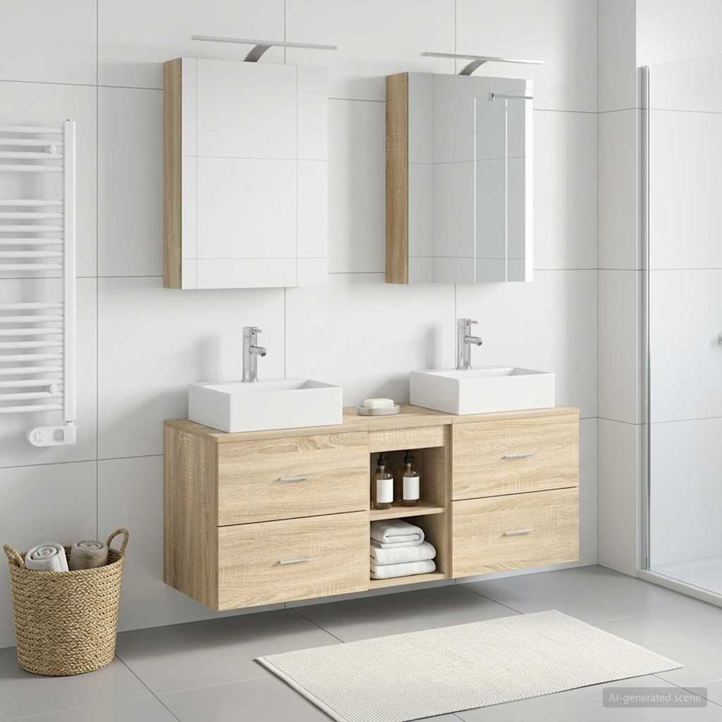 Set di mobili per il bagno 5 pz Rovere Sonoma