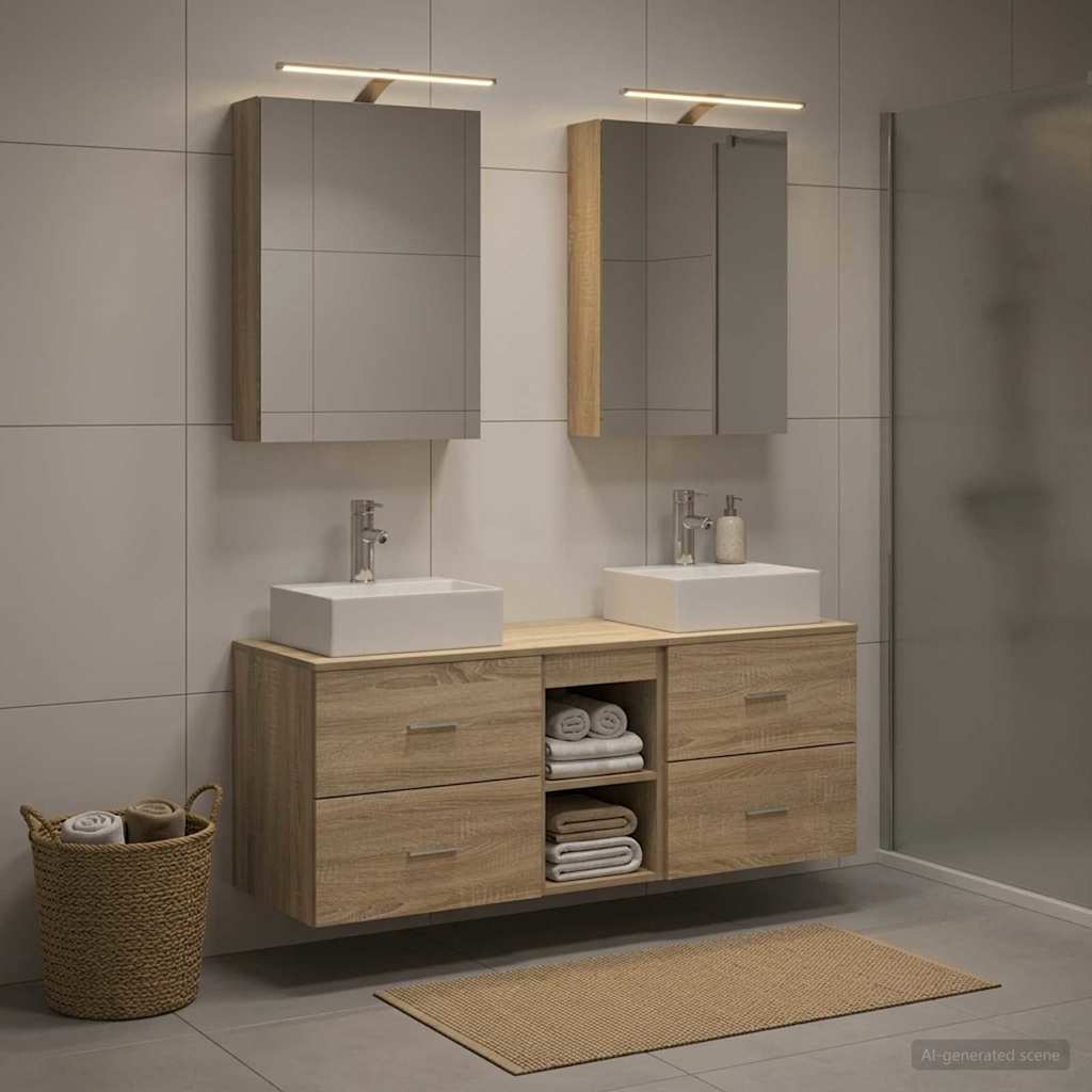 Set di mobili per il bagno 5 pz Rovere Sonoma