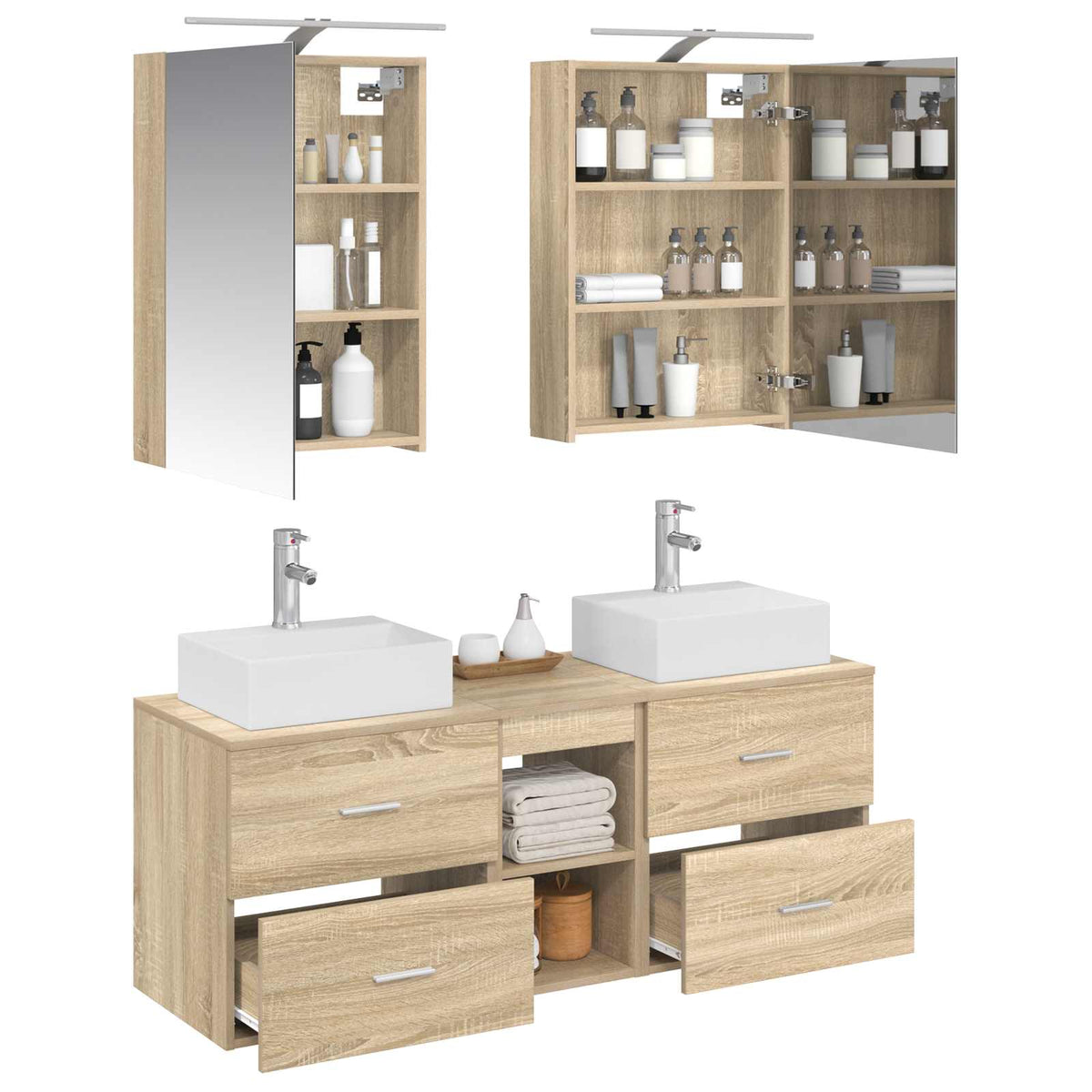 Set di mobili per il bagno 5 pz Rovere Sonoma