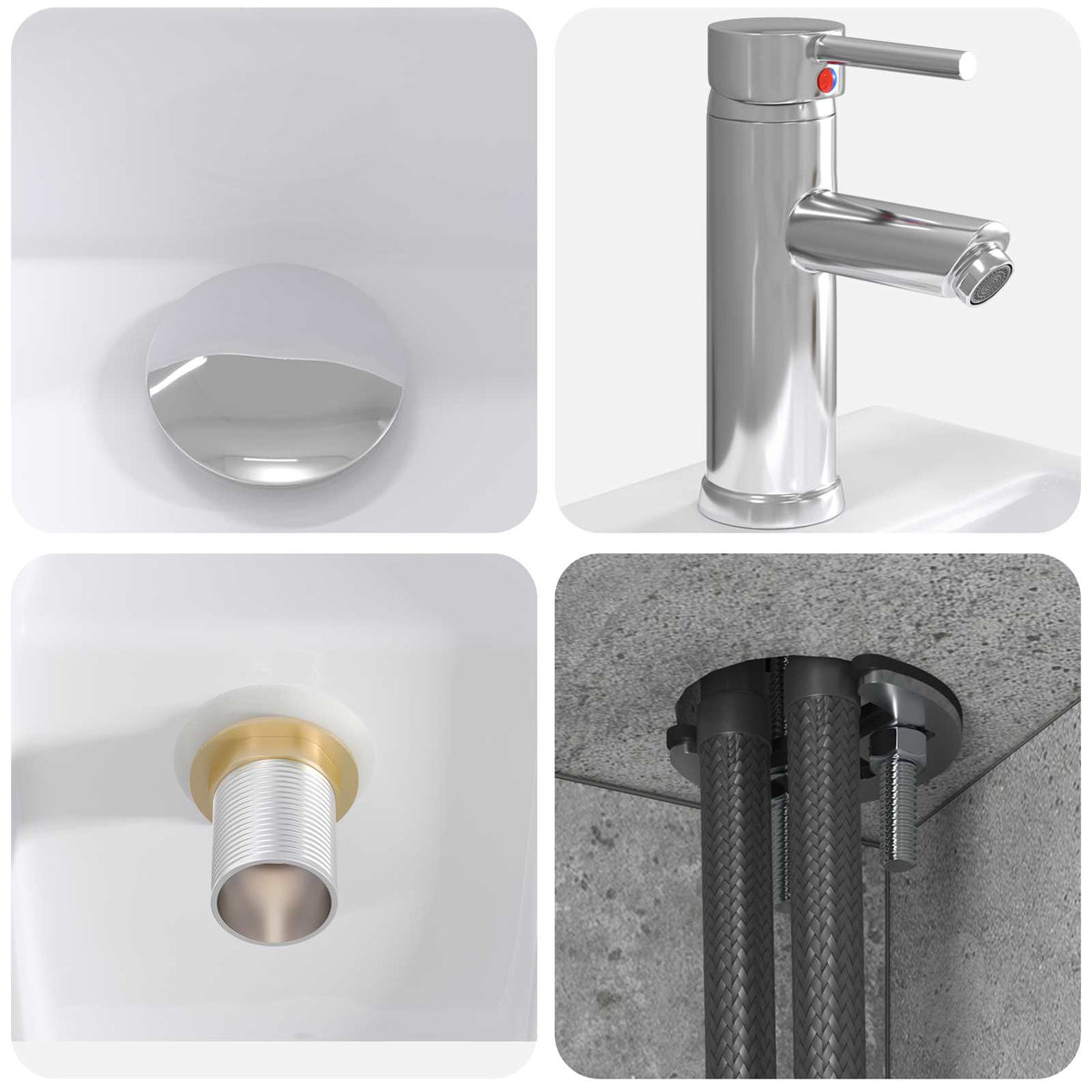 Set di mobili per il bagno 5 pz Grigio Cemento | homemem39