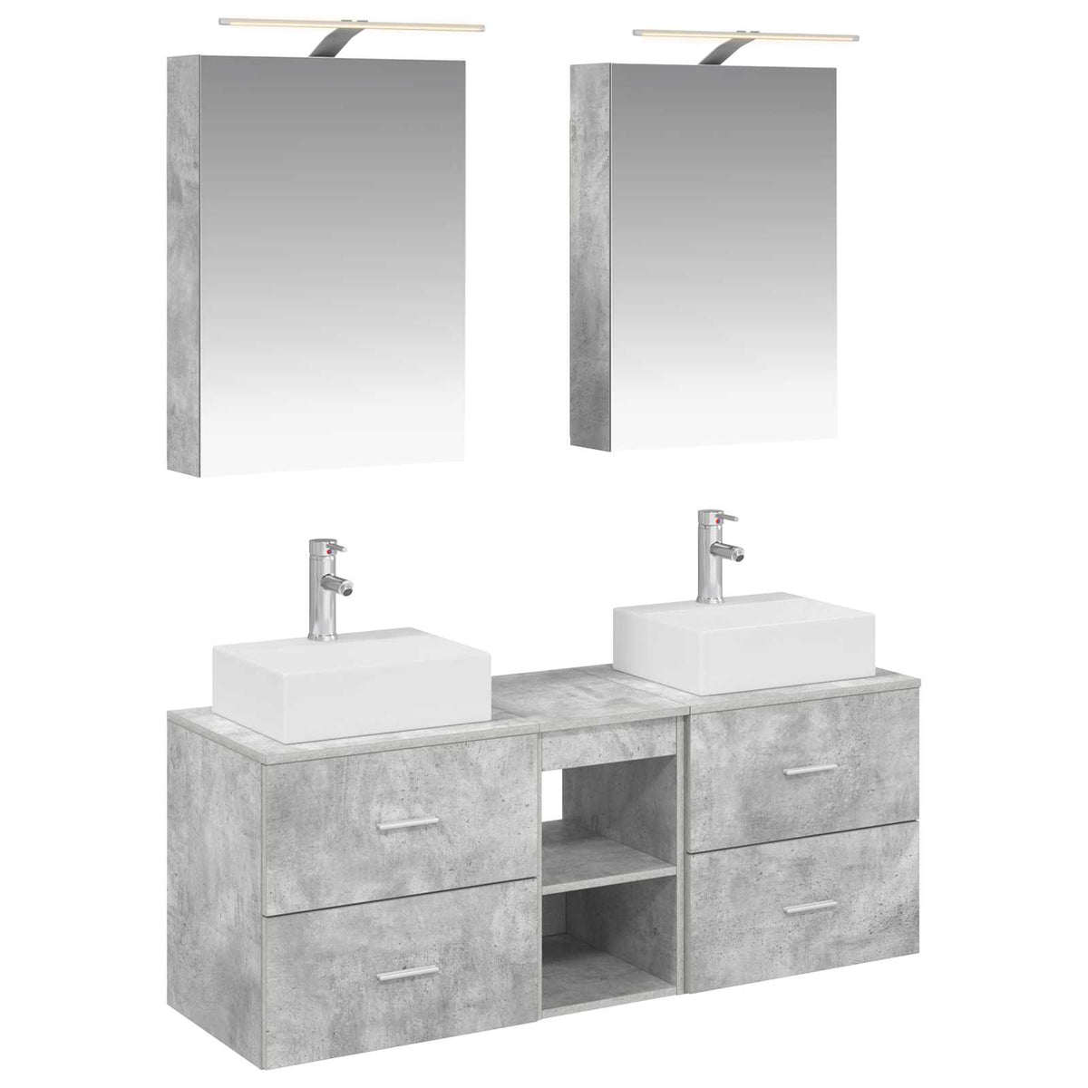 Set di mobili per il bagno 5 pz Grigio Cemento