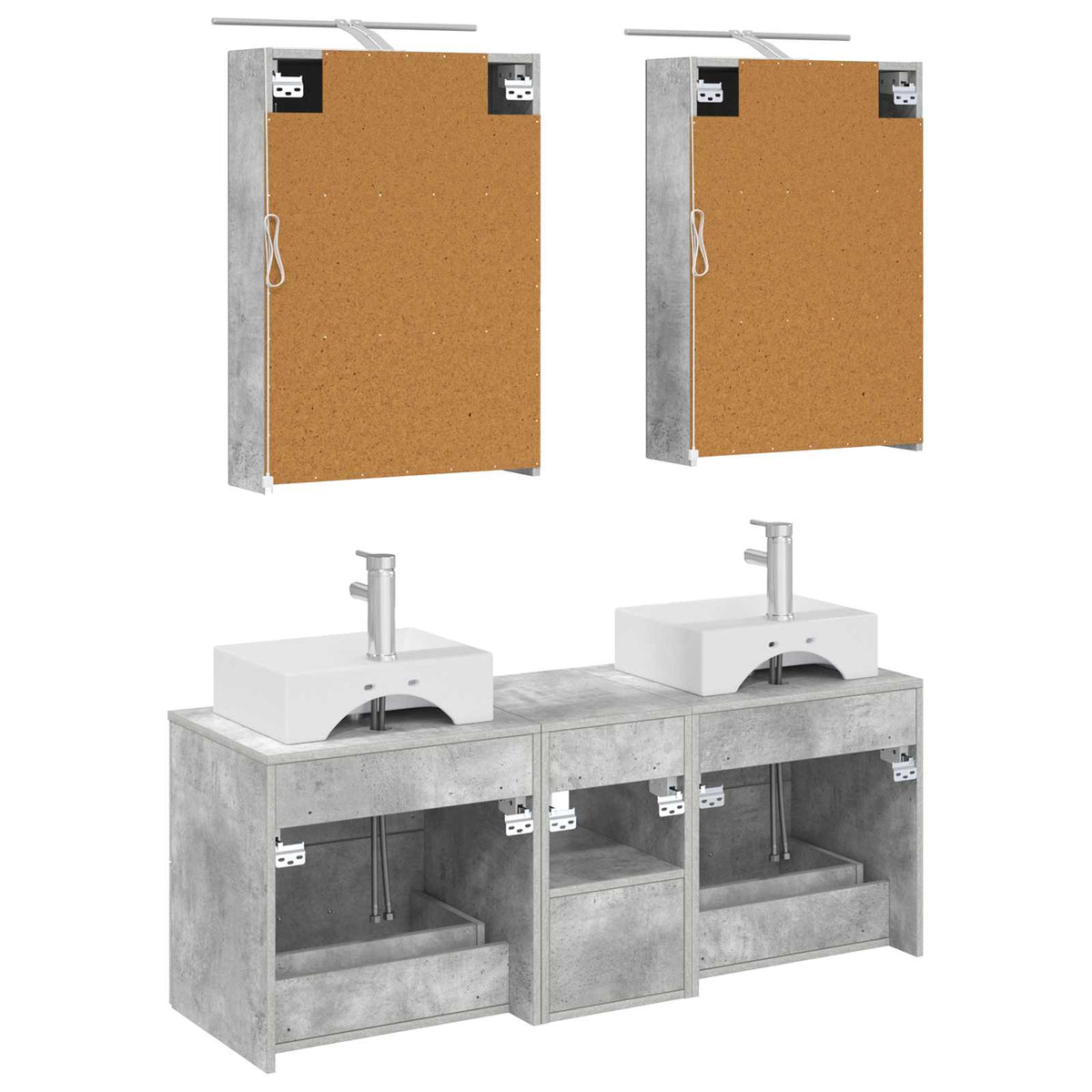 Set di mobili per il bagno 5 pz Grigio Cemento | homemem39