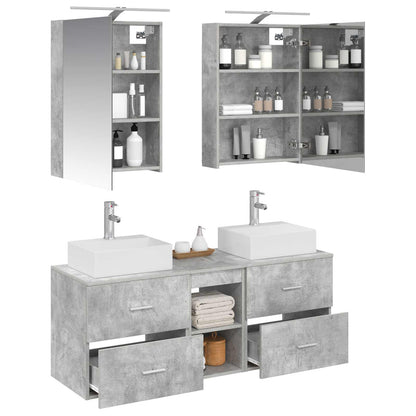 Set di mobili per il bagno 5 pz Grigio Cemento