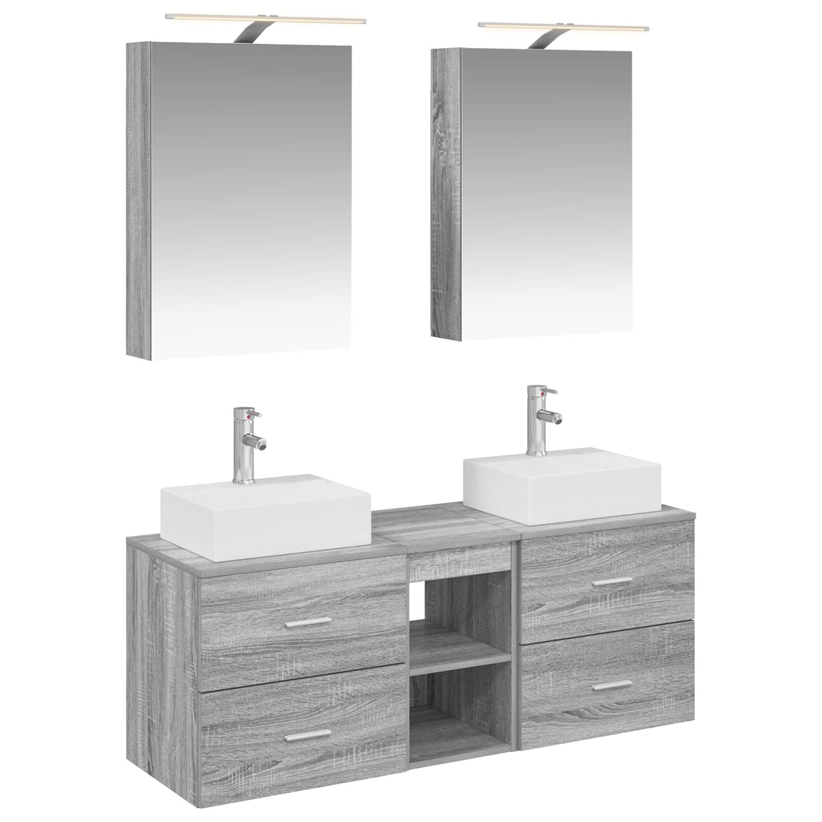Set di mobili per il bagno 5 pz Sonoma grigio | homemem39