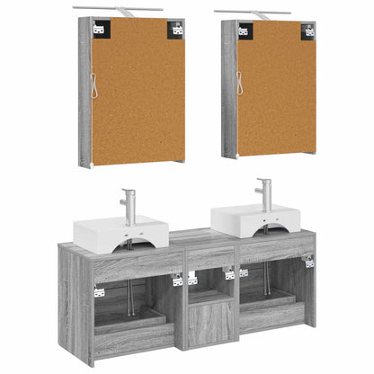 Set di mobili per il bagno 5 pz Sonoma grigio | homemem39
